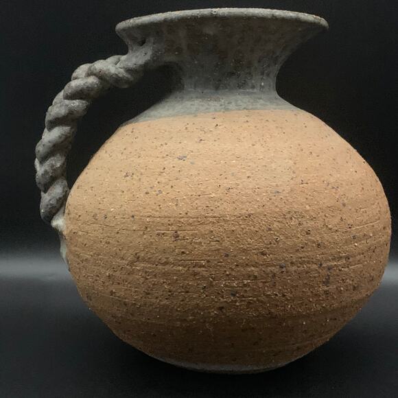 David Salk Southwestern Pitcher Jug Braided Handle Studio Art Pottery Vintage - Picture 4 of 12